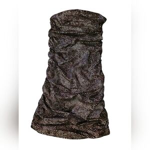 Express Black Printed Metallic Sequin Strapless Mini Dress